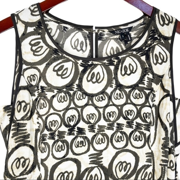 NIC + ZOE Sleeveless Bright Idea Print Dress in Brown and Cream Size Small - Picture 4 of 13